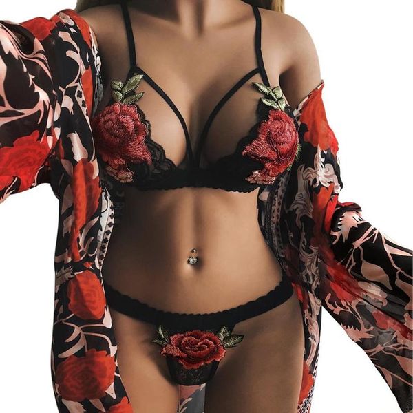 bras sets women fashion rose floral hollow out v neck bra briefs underwear casual 3/4 cup low waist set, Red;black
bras sets women fashion rose floral hollow out v neck bra briefs underwear casual 3/4 cup low waist set, Red;black