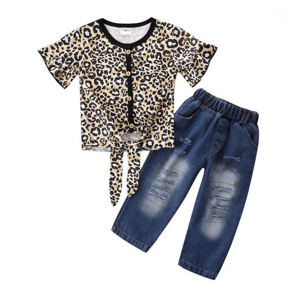 clothing sets 2 pieces kids suit set, leopard print round neck short sleeve + ripped jeans for girls, 1-6 years, White
clothing sets 2 pieces kids suit set, leopard print round neck short sleeve + ripped jeans for girls, 1-6 years, White