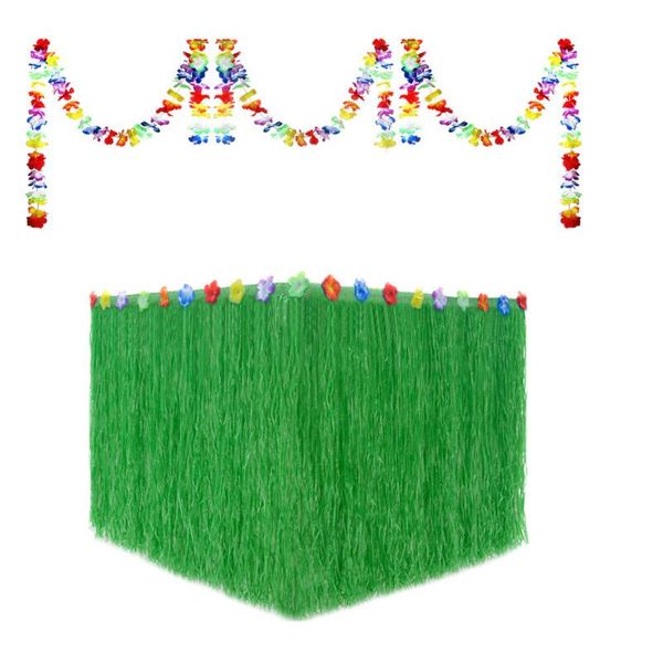 

party decoration colorful hawaii dance table skirt luau grass hula flower tableware dress garland wreath festival beach