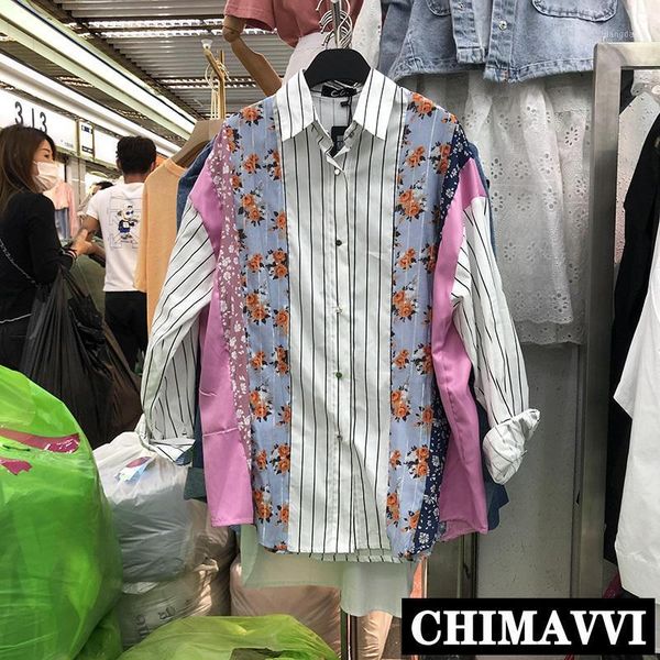 spring lapel floral printed mixed color stripe loose mid-length shirt women's fashion long sleeve blouse street blusas blouses & shirts, White
spring lapel floral printed mixed color stripe loose mid-length shirt women's fashion long sleeve blouse street blusas blouses & shirts, White