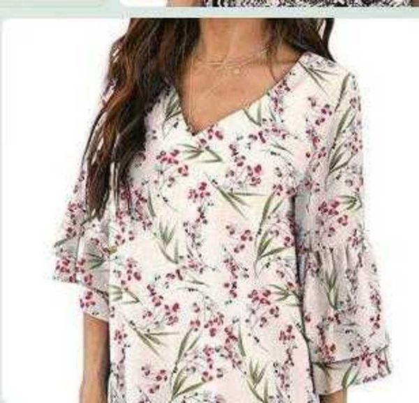 2020 women's printed flared sleeve dress, Black;gray