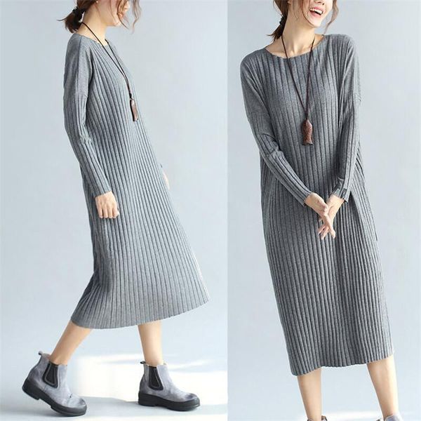 casual dresses fashion 2021 loose solid color dress female oversized round neck long pure sweater woman autumn winter, Black;gray
casual dresses fashion 2021 loose solid color dress female oversized round neck long pure sweater woman autumn winter, Black;gray