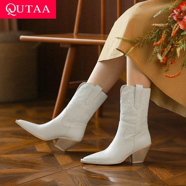 boots qutaa 2022 genuine leather female spring winter pointed toe ankle square high heel fashion women shoes big size 34-39, Black
boots qutaa 2022 genuine leather female spring winter pointed toe ankle square high heel fashion women shoes big size 34-39, Black