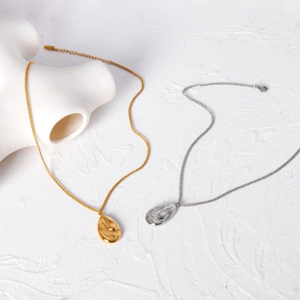 pendant necklaces monlansher droplet textured large meteorite necklace gold color stainless steel chain french fashion, Silver
pendant necklaces monlansher droplet textured large meteorite necklace gold color stainless steel chain french fashion, Silver