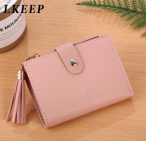 fashion short ladies small purse buckle tassel pendant 2 fold wallet card bag portable coin purses for women girls wallets, Red;black
fashion short ladies small purse buckle tassel pendant 2 fold wallet card bag portable coin purses for women girls wallets, Red;black