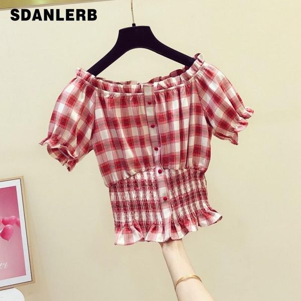 women's blouses & shirts retro plaid short puff sleeve off-shoulder shirt for women 2021 summer korean style blouse high waist slimming, White
women's blouses & shirts retro plaid short puff sleeve off-shoulder shirt for women 2021 summer korean style blouse high waist slimming, White