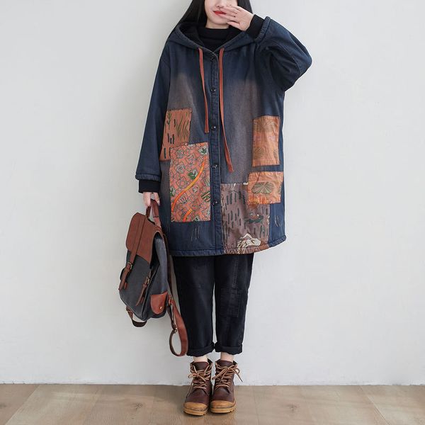 johnature women hooded vintage parkas thick button coats winter long sleeve hooded coats denim coats warm parkas 210521, Black
johnature women hooded vintage parkas thick button coats winter long sleeve hooded coats denim coats warm parkas 210521, Black
