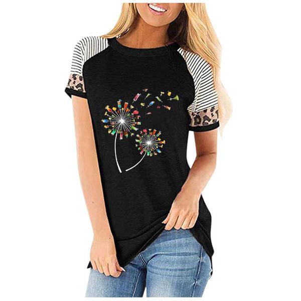 women's t-shirt splicing tshirts bluzki damskie letnie women leopard short sleeves o-neck printed casual t-shirty, White
women's t-shirt splicing tshirts bluzki damskie letnie women leopard short sleeves o-neck printed casual t-shirty, White