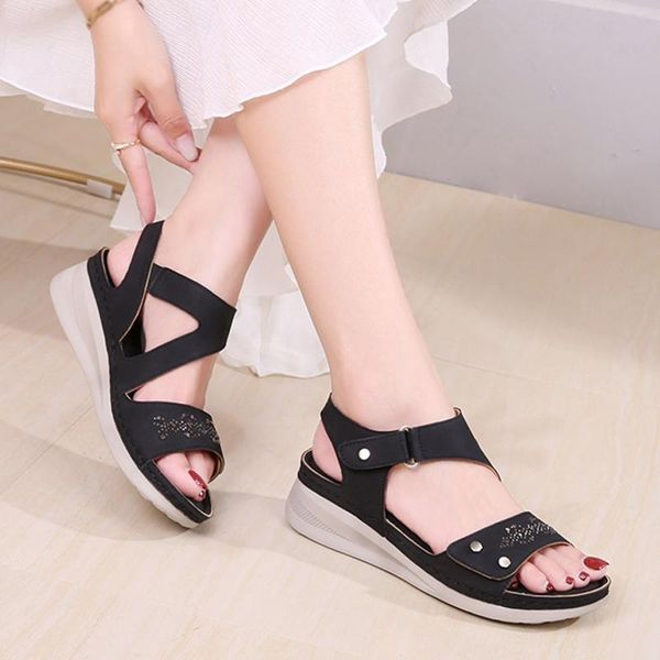 women sandals summer ladies fashion casual rhinestone wedge heel open toe roman solid color shoes plus size sandales, Black
women sandals summer ladies fashion casual rhinestone wedge heel open toe roman solid color shoes plus size sandales, Black