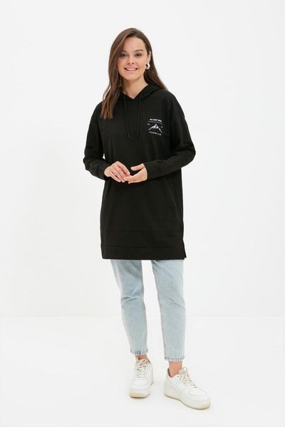 women's hoodies & sweatshirts trendyol hooded printed knitted sweatshirt tctaw22tw0189, Black
women's hoodies & sweatshirts trendyol hooded printed knitted sweatshirt tctaw22tw0189, Black