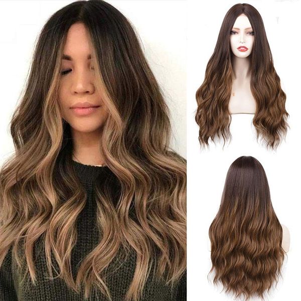 synthetic wigs ombre brown wig long for women natural wave hair middle part heat resistant looking daily party, Black
synthetic wigs ombre brown wig long for women natural wave hair middle part heat resistant looking daily party, Black
