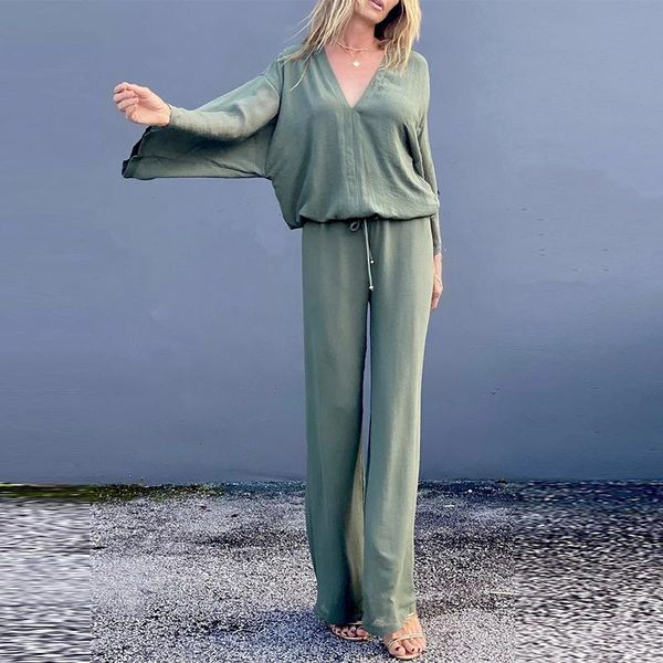women's two piece pants women fashion homewear loose suit elegant v neck pullover drawstring wide leg pant casual long sleeve solid out, White
women's two piece pants women fashion homewear loose suit elegant v neck pullover drawstring wide leg pant casual long sleeve solid out, White
