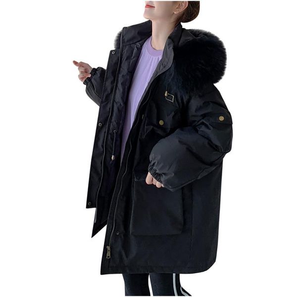 women warm plus size fur-collar buttons zipper coat office ladies wide-waitered long outerwear women's down & parkas, Black
women warm plus size fur-collar buttons zipper coat office ladies wide-waitered long outerwear women's down & parkas, Black
