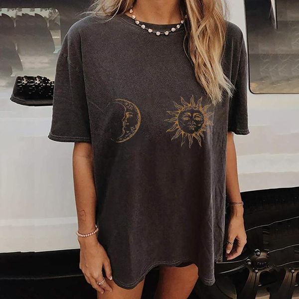 women's t-shirt 2021 vintage sun and moon printed pattern casual short sleeve streetwear blouse harajuku camiseta feminina, White
women's t-shirt 2021 vintage sun and moon printed pattern casual short sleeve streetwear blouse harajuku camiseta feminina, White