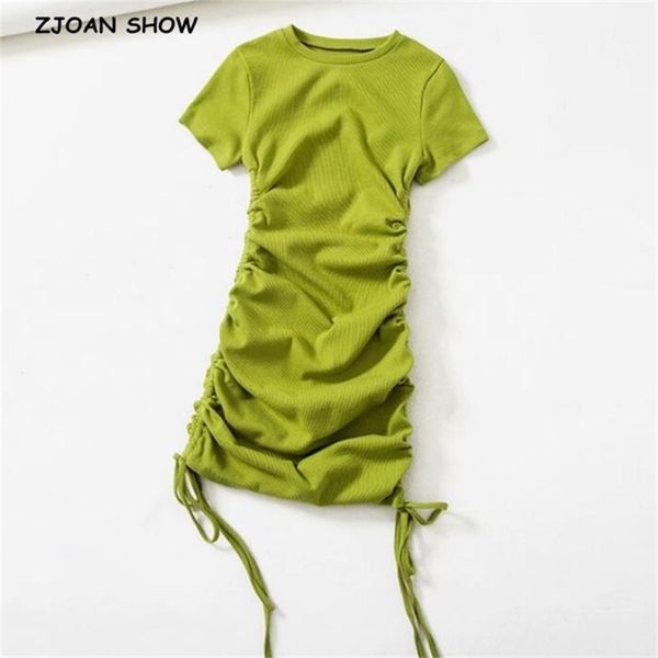 side adjust lace up striped line rib short sleeve dress boylish women retro o neck ruched dresses korea clothing 210429, Black;gray
side adjust lace up striped line rib short sleeve dress boylish women retro o neck ruched dresses korea clothing 210429, Black;gray