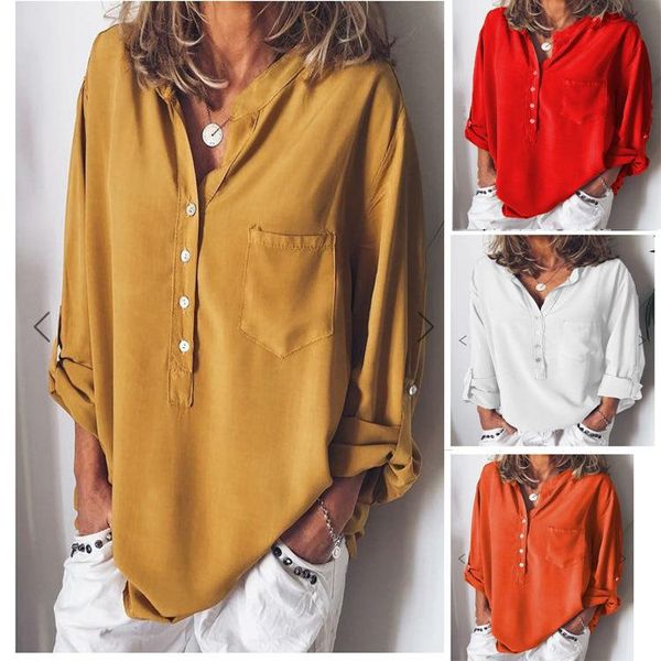 plus size blouse women 2021 solid colr v neck long sleeve loose autumn color blusas mujer de moda verano women's blouses & shirts, White
plus size blouse women 2021 solid colr v neck long sleeve loose autumn color blusas mujer de moda verano women's blouses & shirts, White