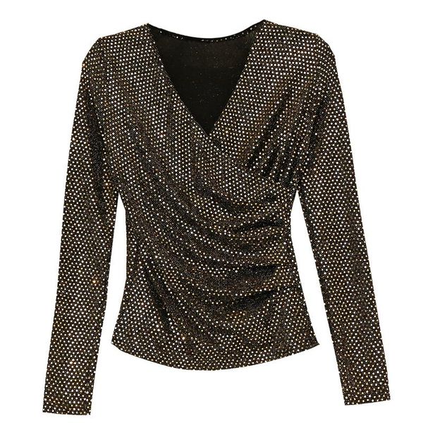 women's t-shirt autumn 2021 v-neck wrapped t-shirts women shiny bling stretchy club bottoming long sleeve camiseta mujer t99293, White
women's t-shirt autumn 2021 v-neck wrapped t-shirts women shiny bling stretchy club bottoming long sleeve camiseta mujer t99293, White