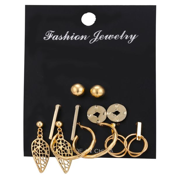 charms earrings f1749 hanzhishang creative hollow out leaf compass geometric strip earring set 6 pairs, Golden
charms earrings f1749 hanzhishang creative hollow out leaf compass geometric strip earring set 6 pairs, Golden