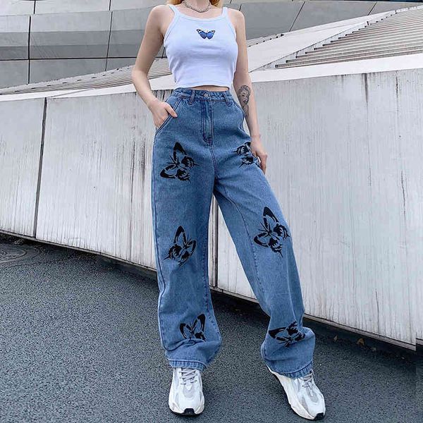 jean high female waist straight leg butterfly print jeans denim pants pantacourt loose palazzo summer, Blue
jean high female waist straight leg butterfly print jeans denim pants pantacourt loose palazzo summer, Blue