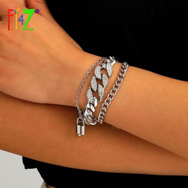 link, chain f.j4z trend charms bacelets for women fashion punk curb chain+rhinestone bracelet lady lock pendant bangle party jewelry, Black
link, chain f.j4z trend charms bacelets for women fashion punk curb chain+rhinestone bracelet lady lock pendant bangle party jewelry, Black