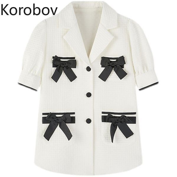 koorbov summer new fashion bow women blouses vintage puff short sleeve single breasted female shirts 210430, White
koorbov summer new fashion bow women blouses vintage puff short sleeve single breasted female shirts 210430, White