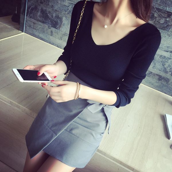 arrival mode autumn occasional t-shirt with low-cut shirt ol sexy, wild lady knitted without back-shirt tee, White
arrival mode autumn occasional t-shirt with low-cut shirt ol sexy, wild lady knitted without back-shirt tee, White
