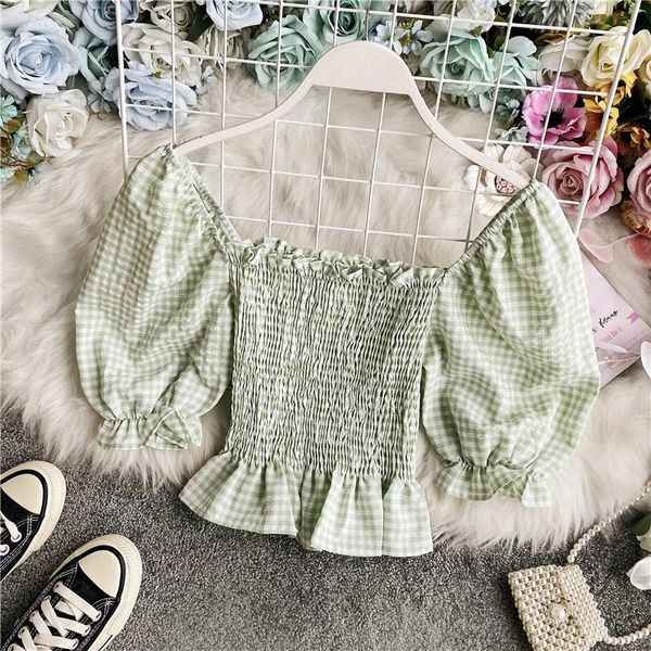 plaid shirt women high waist vintage korean style short tshirt crop puff sleeve blouse clothes wpy385 women's blouses & shirts, White
plaid shirt women high waist vintage korean style short tshirt crop puff sleeve blouse clothes wpy385 women's blouses & shirts, White