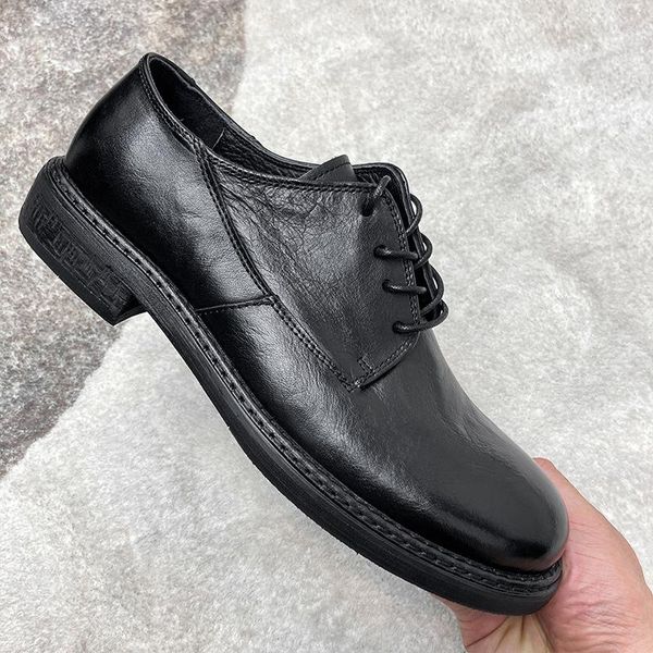 british retro leather man most casual shoes manual derby increased soft dress, Black
british retro leather man most casual shoes manual derby increased soft dress, Black
