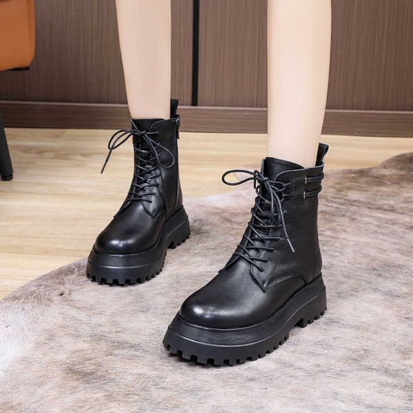 boots children's trend british style 2022 spring new heel thick soled lace up short ins casual middle leather boots, Black
boots children's trend british style 2022 spring new heel thick soled lace up short ins casual middle leather boots, Black