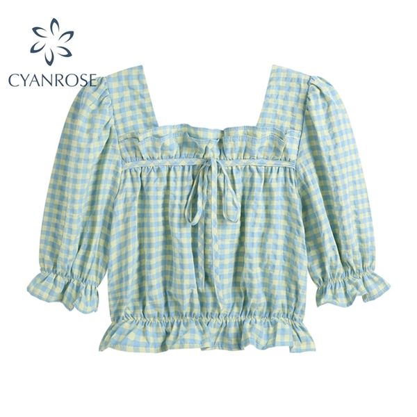women's sweet plaid blouses korean chic preppy style loose ruffle lace-up retro shirts office ladies casual elegant blusas 210515, White
women's sweet plaid blouses korean chic preppy style loose ruffle lace-up retro shirts office ladies casual elegant blusas 210515, White