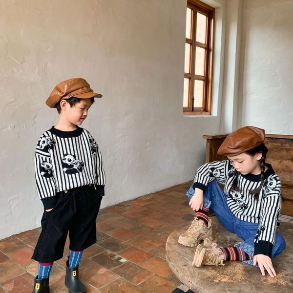 pullover autumn children's sweater baby boy girl flower panda striped kid winter warm top, Blue 
pullover autumn children's sweater baby boy girl flower panda striped kid winter warm top, Blue
