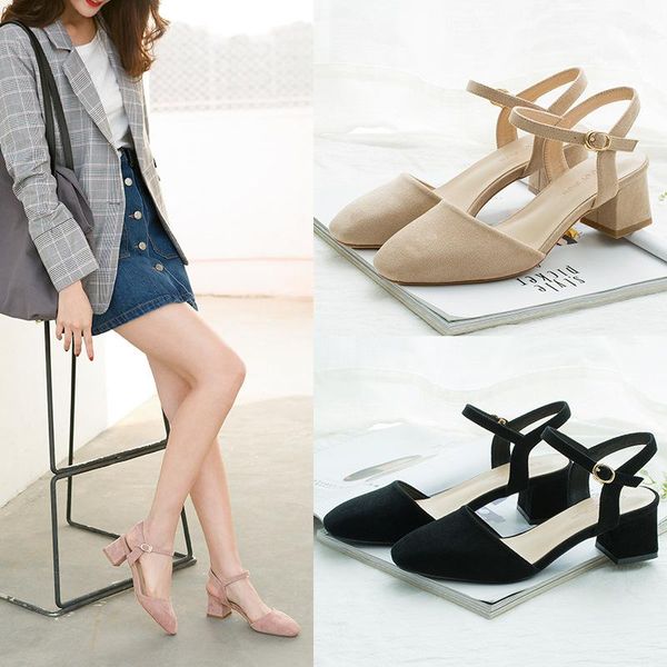 dress shoes women summer 2021 one-word button sandals women's korean version with high heels thick and, Black
dress shoes women summer 2021 one-word button sandals women's korean version with high heels thick and, Black