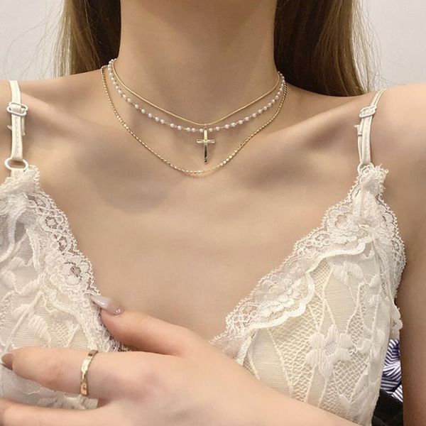 pendant necklaces 2021 trendy classic multi-layered pearl cross necklace layered with gold thin chain christ jewelry men women, Silver
pendant necklaces 2021 trendy classic multi-layered pearl cross necklace layered with gold thin chain christ jewelry men women, Silver