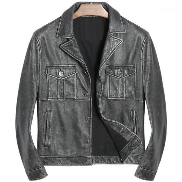 men's leather & faux genuine jacket men vintage real cowhide motorcycle winter spring autumn motor coat slim brand leren jas mannen, Black
men's leather & faux genuine jacket men vintage real cowhide motorcycle winter spring autumn motor coat slim brand leren jas mannen, Black