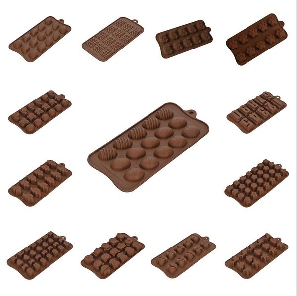 

15 styles diy cake chocolate mould food grade silicone block baking cakes candy mold ice lattice cube maker tray molds non toxic