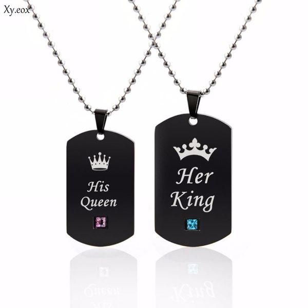 pendant necklaces fashion lovers stainless steel his queen her king couple dog tag necklace, Silver
pendant necklaces fashion lovers stainless steel his queen her king couple dog tag necklace, Silver