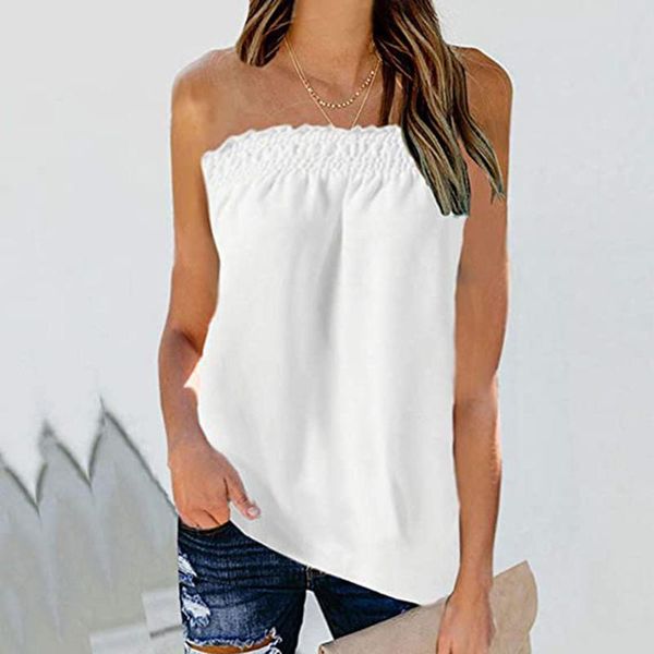 women's tanks & camis women elastic tube daily chest wrap loose strapless tee bandeau fashion trend solid color elegant lady blouse, White
women's tanks & camis women elastic tube daily chest wrap loose strapless tee bandeau fashion trend solid color elegant lady blouse, White
