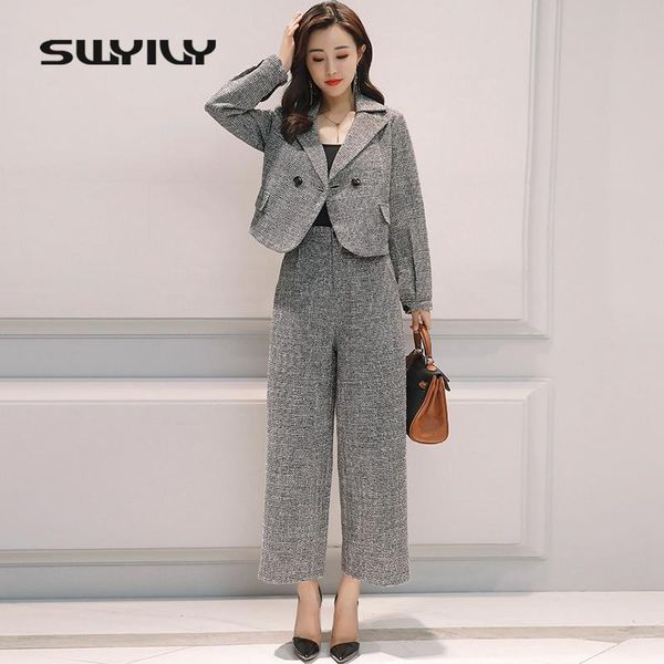 women's suits & blazers swyivy women blazer jacket coat slim wide leg pants autumn 2021 ladies double breasted plaid casual xxl, White;black
women's suits & blazers swyivy women blazer jacket coat slim wide leg pants autumn 2021 ladies double breasted plaid casual xxl, White;black