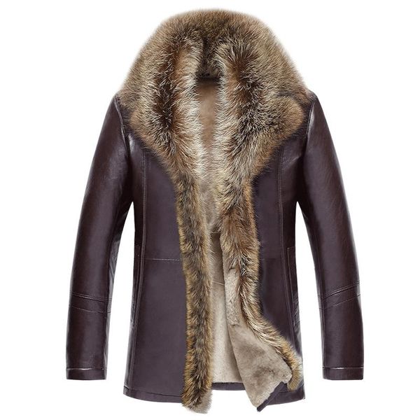 men's suits & blazers mens clothing winter coat raccoon sheep leather long sleeve button casual slim fit casacas de cuero office busine, White;black
men's suits & blazers mens clothing winter coat raccoon sheep leather long sleeve button casual slim fit casacas de cuero office busine, White;black