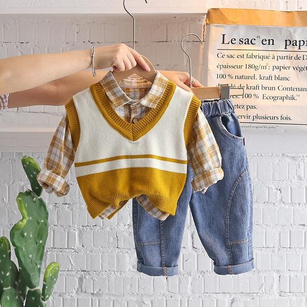clothing sets 2021 autumn boy gentleman set plaid shirt+sweater vest+pants 3pcs toddler boys clothes suit children tracksuit costume, White
clothing sets 2021 autumn boy gentleman set plaid shirt+sweater vest+pants 3pcs toddler boys clothes suit children tracksuit costume, White