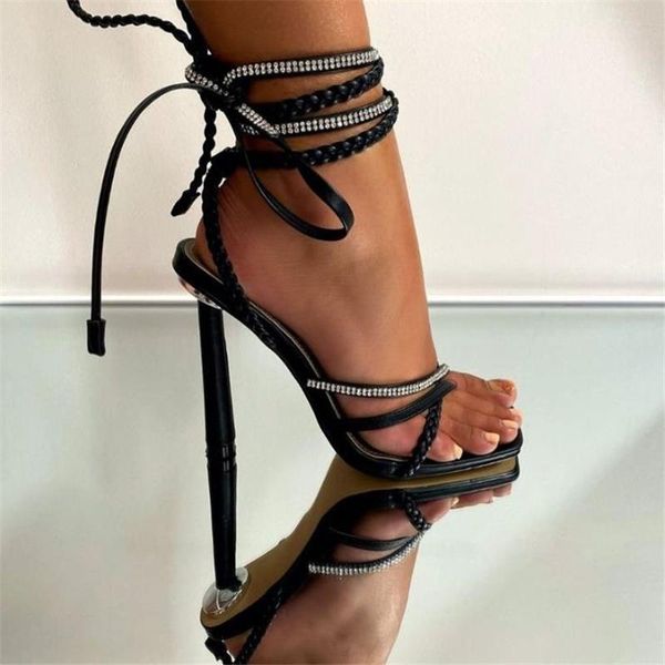 sandals crystal ladies pumps open toe women high heel rhinestone strap lace up narrow band gladiator shoes, Black
sandals crystal ladies pumps open toe women high heel rhinestone strap lace up narrow band gladiator shoes, Black