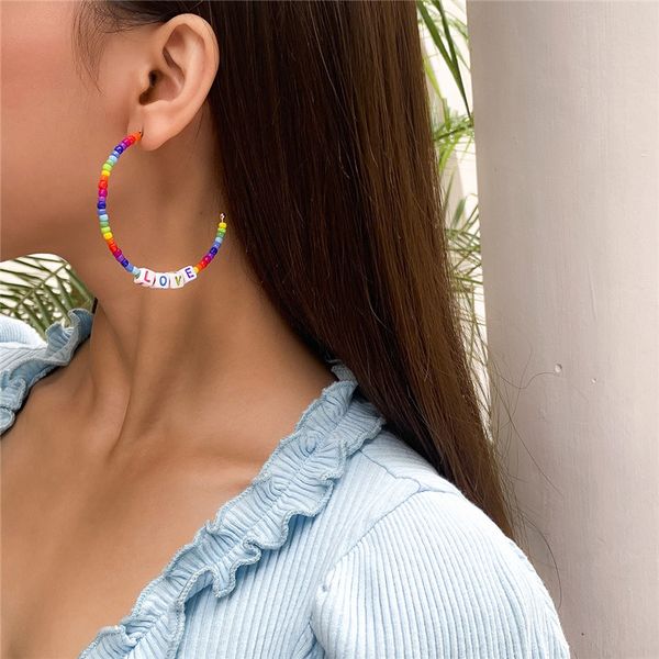 bohemian rainbow color beads stud earrings c-shaped love letter ear drop european women acrylic rice beaded alloy dangle earring jewelry who, Golden;silver
bohemian rainbow color beads stud earrings c-shaped love letter ear drop european women acrylic rice beaded alloy dangle earring jewelry who, Golden;silver