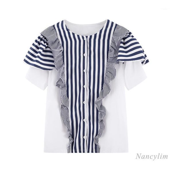 ruffled vertical stripes short sleeve shirt for women 2021 spring and summer loose korean style blouse nancylim women's blouses &, White
ruffled vertical stripes short sleeve shirt for women 2021 spring and summer loose korean style blouse nancylim women's blouses &, White