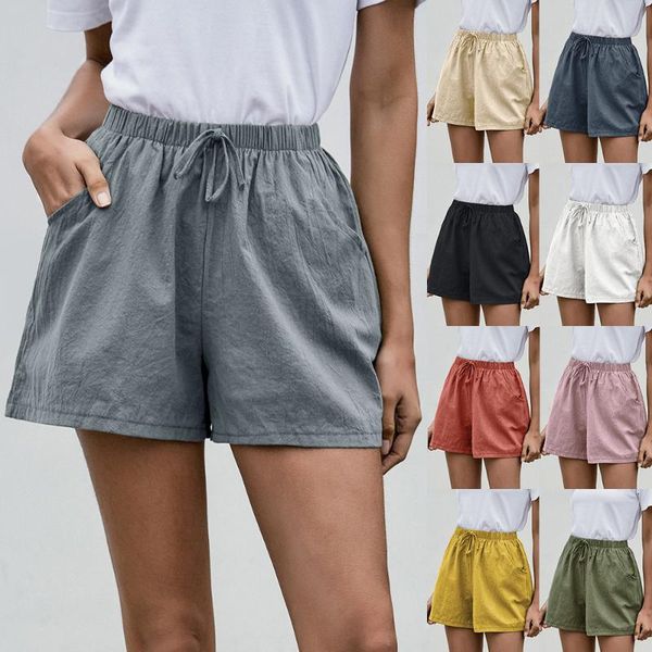 women's casual short pants linen solid loose elastic waist wide-leg shorts, White;black
women's casual short pants linen solid loose elastic waist wide-leg shorts, White;black