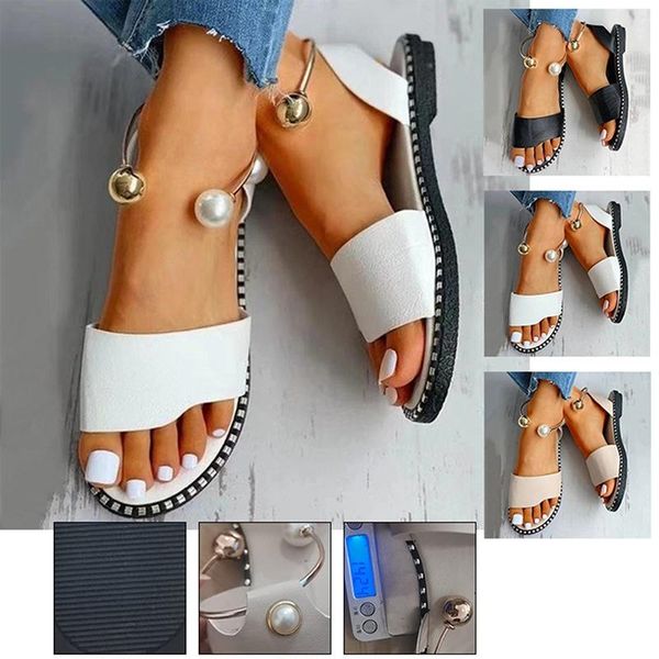 dress shoes 2021 women's summer large size flat bottom back empty pearl sandals 35-43 elegant ancient sword foothold, Black 
dress shoes 2021 women's summer large size flat bottom back empty pearl sandals 35-43 elegant ancient sword foothold, Black