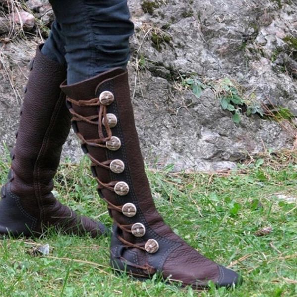 boots 2021 knee high women round toe button autumn winter pu leather lace up vintage woman flat botas mujer, Black
boots 2021 knee high women round toe button autumn winter pu leather lace up vintage woman flat botas mujer, Black