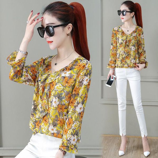 women's blouses & shirts women 2021 spring autumn long sleeve v-neck chiffon shirt female floral print loose casual blouse plus size ch, White
women's blouses & shirts women 2021 spring autumn long sleeve v-neck chiffon shirt female floral print loose casual blouse plus size ch, White