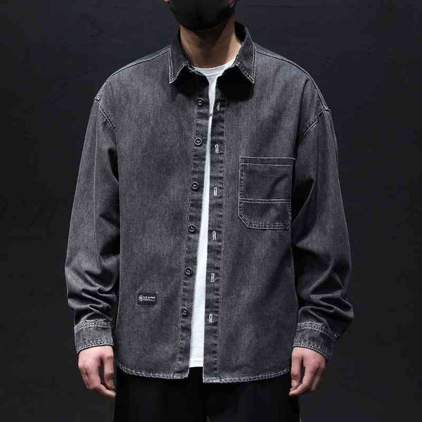 summer thin denim shirt long sleeve coat plus oversized loose fat work jacket men's top, White;black
summer thin denim shirt long sleeve coat plus oversized loose fat work jacket men's top, White;black