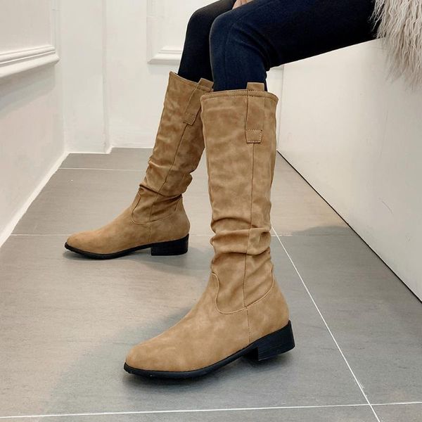 boots women pure color round toe slip-on chunky heels vintage short plush flock leather, Black
boots women pure color round toe slip-on chunky heels vintage short plush flock leather, Black