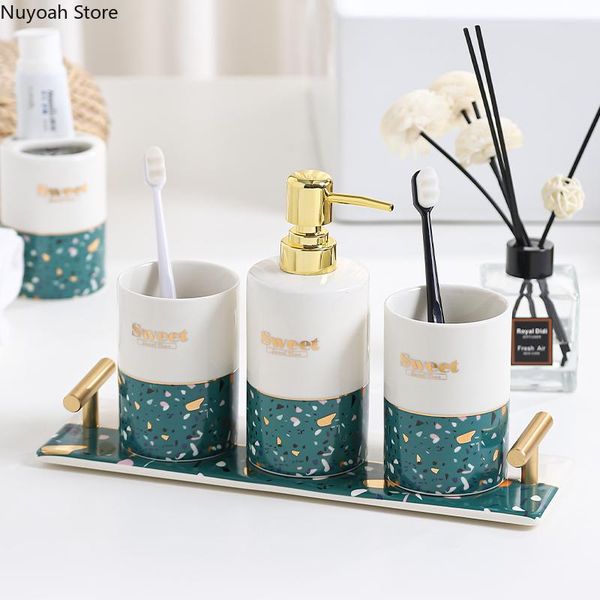light luxury bathroom decoration ceramic mouthwash cup soap bottle storage tray four-piece simple household supplies bath accessory set
light luxury bathroom decoration ceramic mouthwash cup soap bottle storage tray four-piece simple household supplies bath accessory set